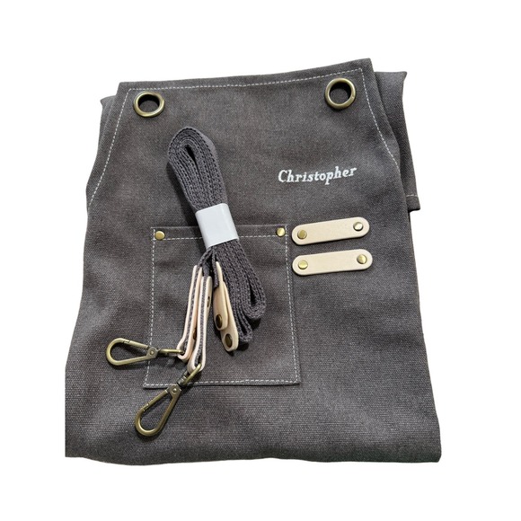 NWT “Christopher” Chef Apron Water drop Resistant Canvas Cross Back Adjustable - Picture 3 of 10